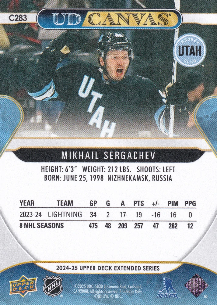2024-25 UD Extended Series - Mikhail Sergachev - Canvas #C283