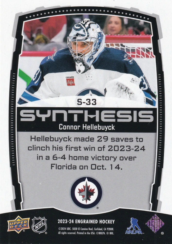 2023-24 UD Engrained - Connor Hellebuyck - Synthesis #S-33