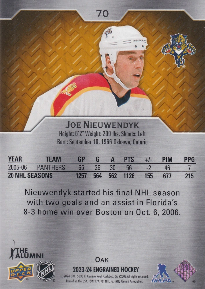 2023-24 UD Engrained - Joe Nieuwendyk /299 #70
