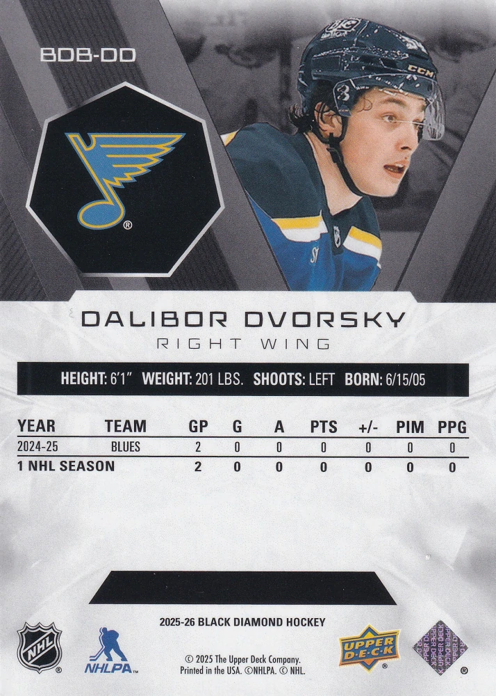 2025-26 UD Black Diamond - Dalibor Dvorský /349 #BDB-DD