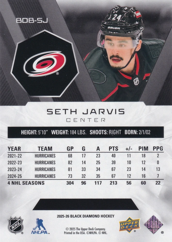 2025-26 UD Black Diamond - Seth Jarvis /349 #BDB-SJ