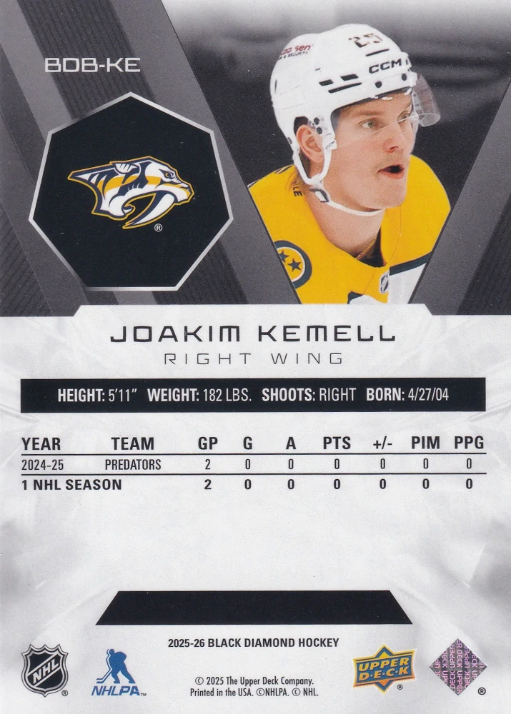 2025-26 UD Black Diamond - Joakim Kemell /349 #BDB-KE