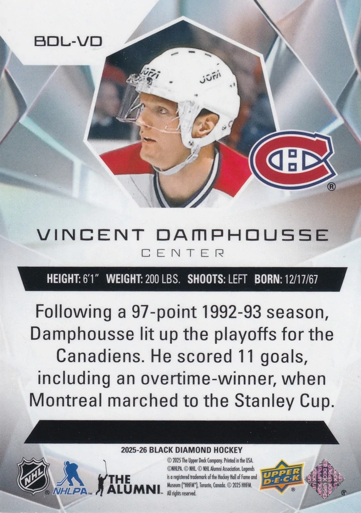 2025-26 UD Black Diamond - Vincent Damphousse - Diamond Legends /249 #BDL-VD