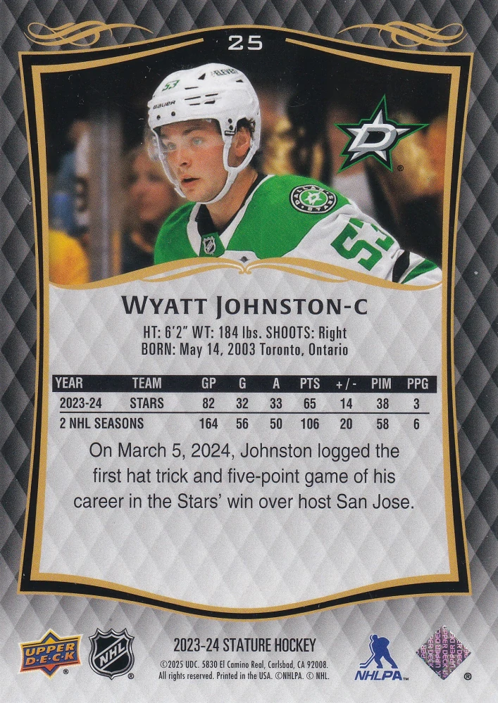 2023-24 UD Stature - Wyatt Johnston #25