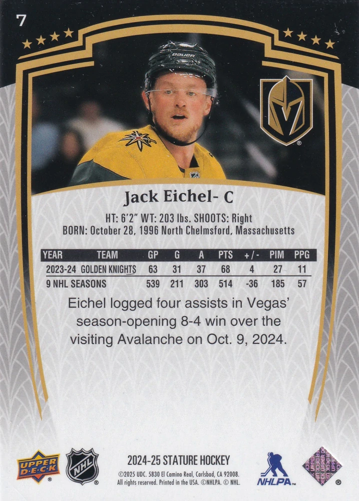 2024-25 UD Stature - Jack Eichel #7