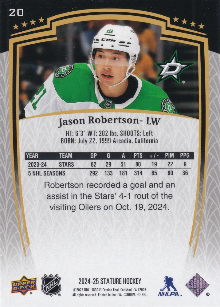 2024-25 UD Stature - Jason Roberetson #20