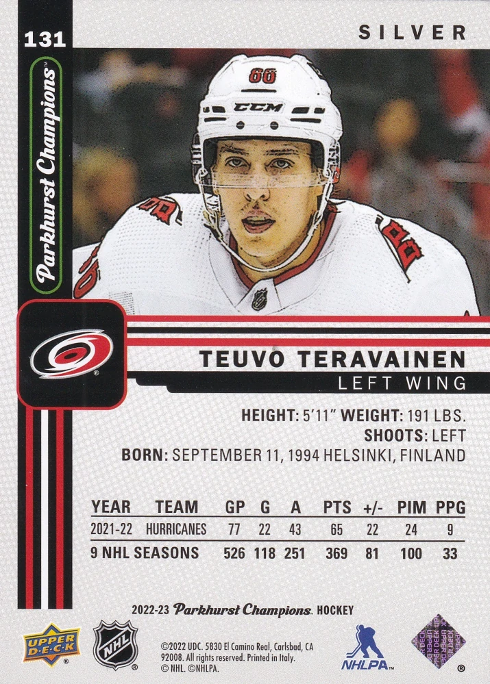 2022-23 UD Parkhurst Champions - Teuvo Teravainen - Silver #131