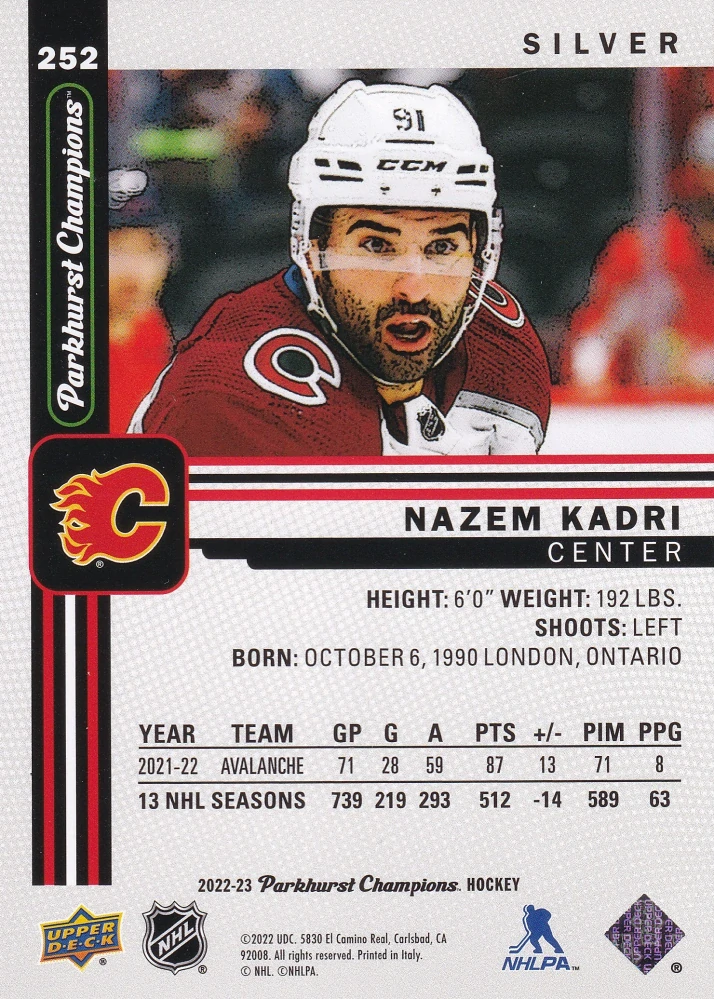 2022-23 UD Parkhurst Champions - Nazem Kadri - Silver #252