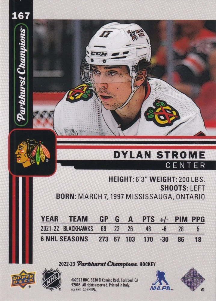 2022-23 UD Parkhurst Champions - Dylan Strome - Rainbow #167