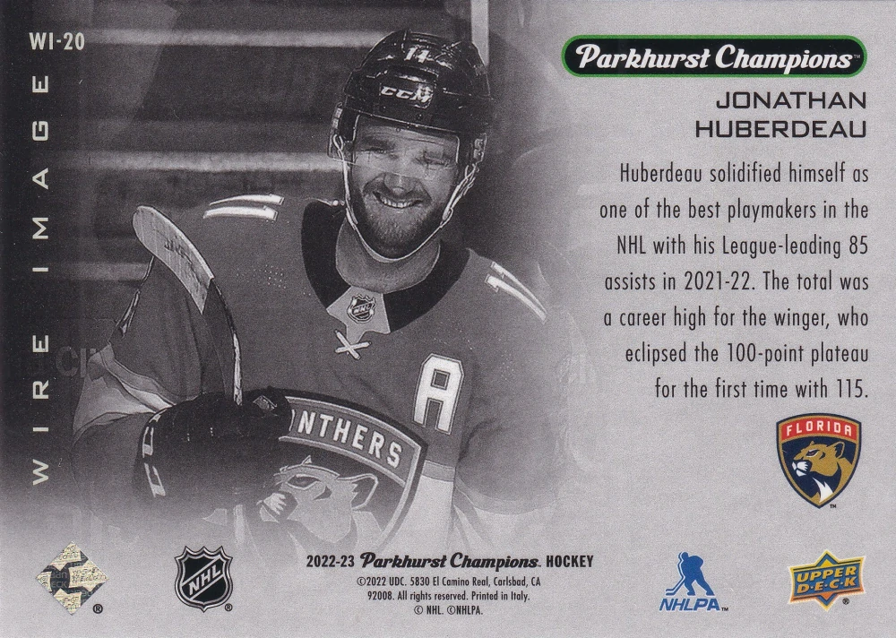 2022-23 UD Parkhurst Champions - Jonathan Huberdeau - Wire Image #WI-20