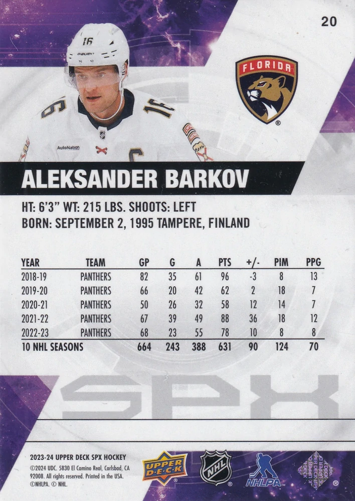2023-24 UD SPx - Aleksander Barkov /299 #20