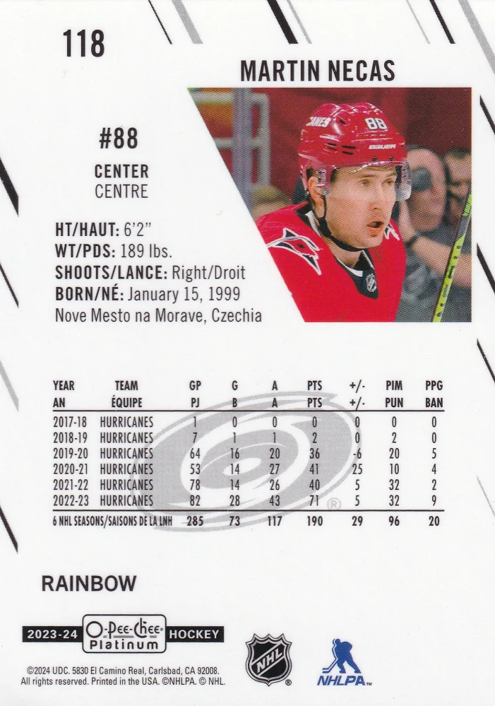 2023-24 UD O-Pee-Chee Platinum - Martin Nečas - Rainbow #118