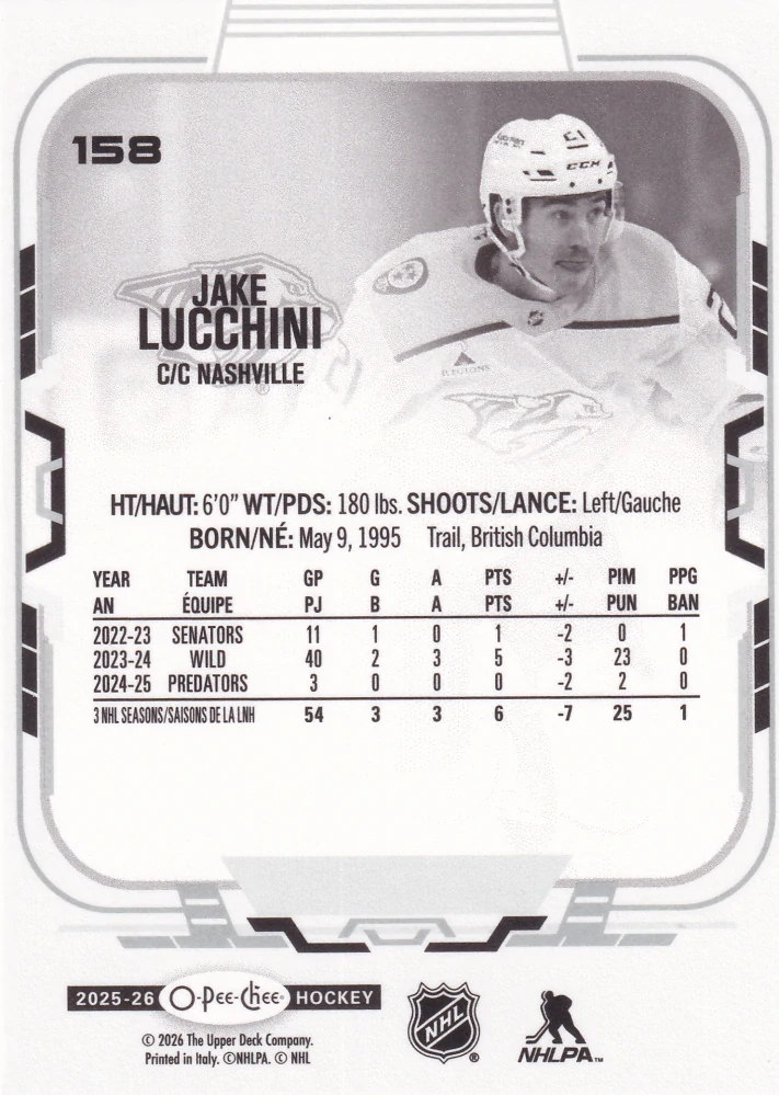 2025-26 UD O-Pee-Chee - Jake Lucchini #158