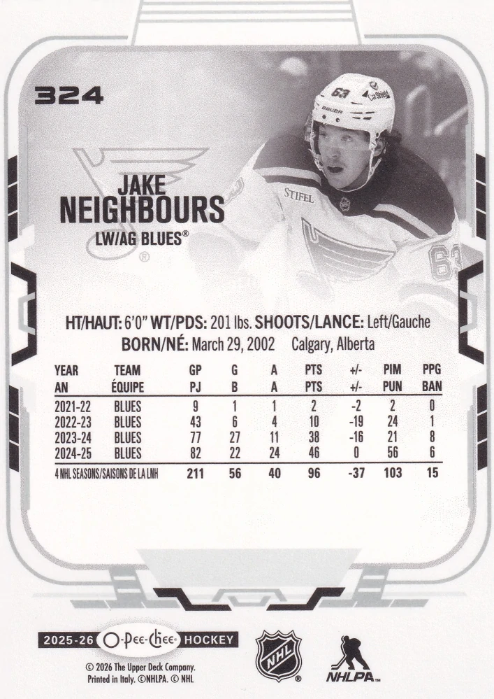 2025-26 UD O-Pee-Chee - Jake Neighbours #324
