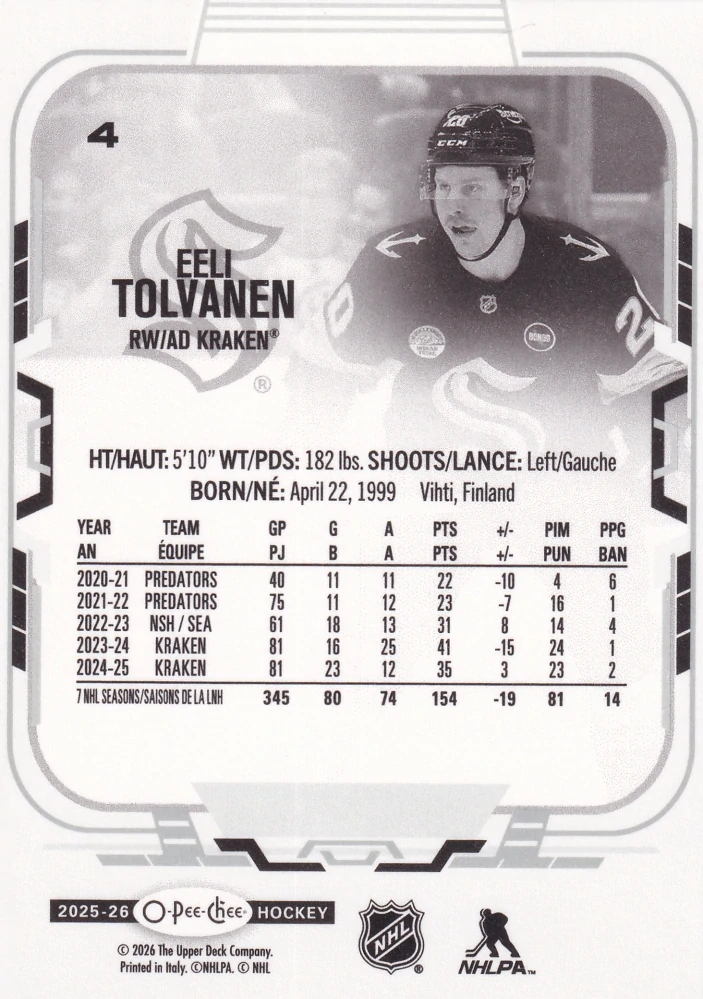 2025-26 UD O-Pee-Chee - Eeli Tolvanen #4