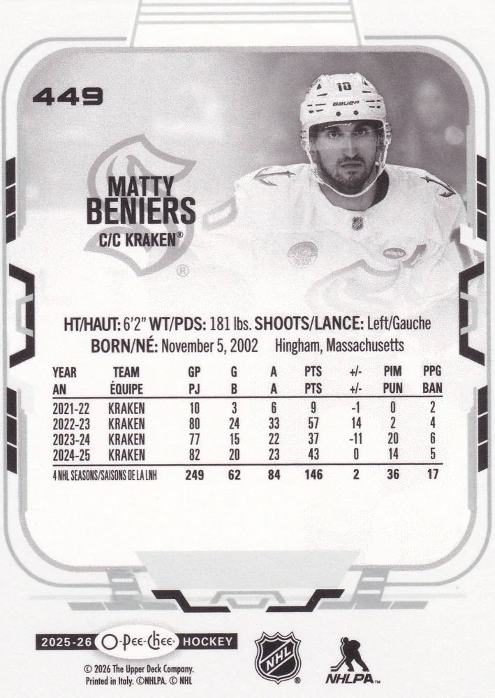 2025-26 UD O-Pee-Chee - Matty Beniers #449
