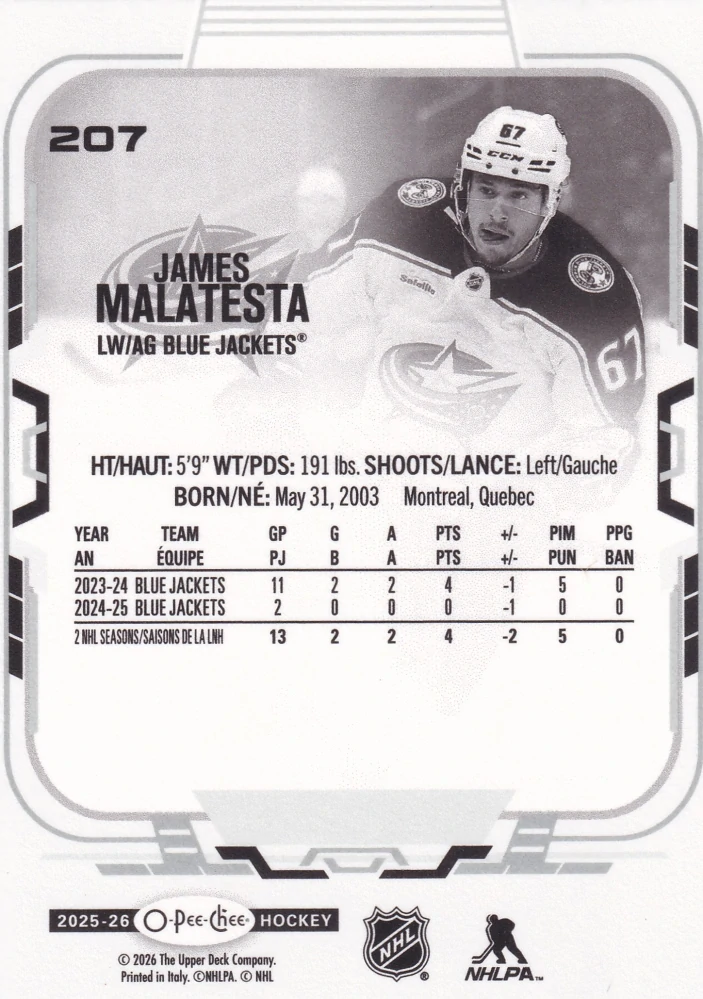 2025-26 UD O-Pee-Chee - James Malatesta #207