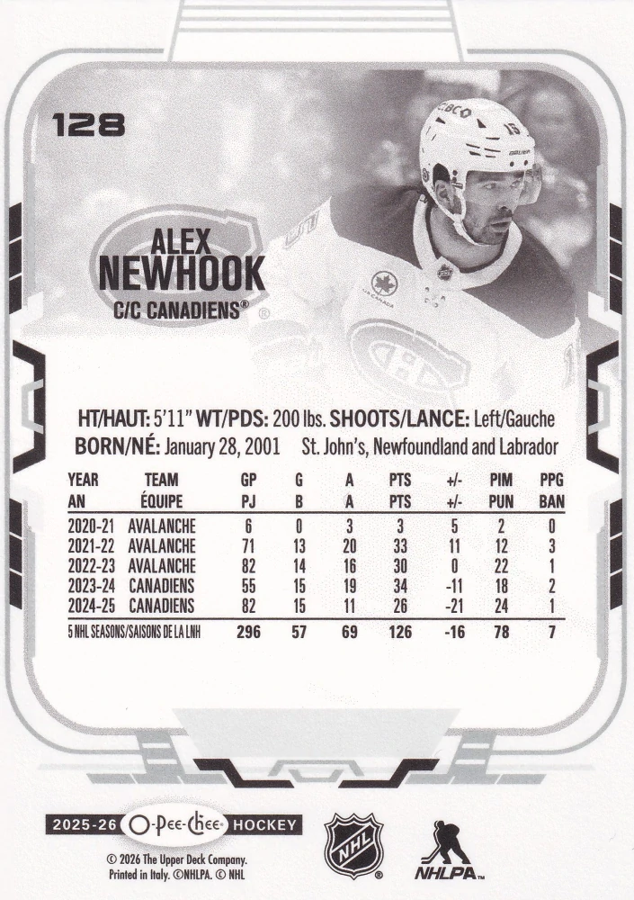 2025-26 UD O-Pee-Chee - Alex Newhook #128