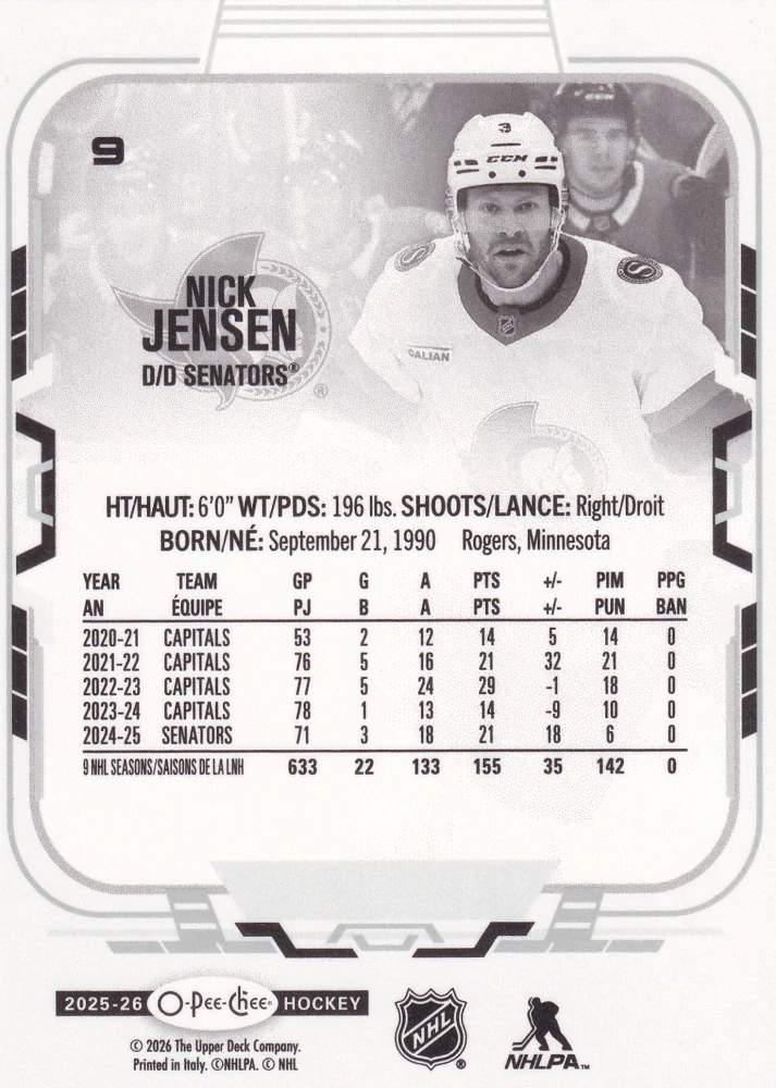 2025-26 UD O-Pee-Chee - Nick Jensen #9