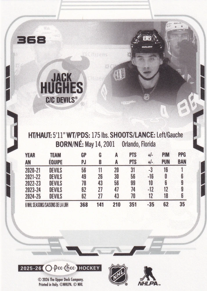 2025-26 UD O-Pee-Chee - Jack Hughes #368