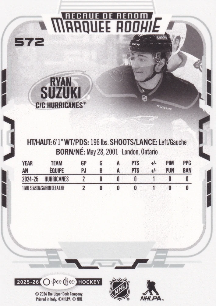 2025-26 UD O-Pee-Chee - Ryan Suzuki - Marquee Rookie #572