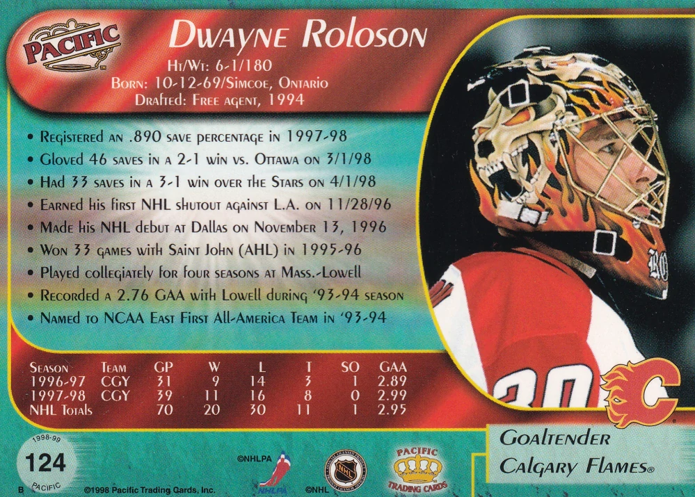 1998-99 Pacific - Dwayne Roloson #124