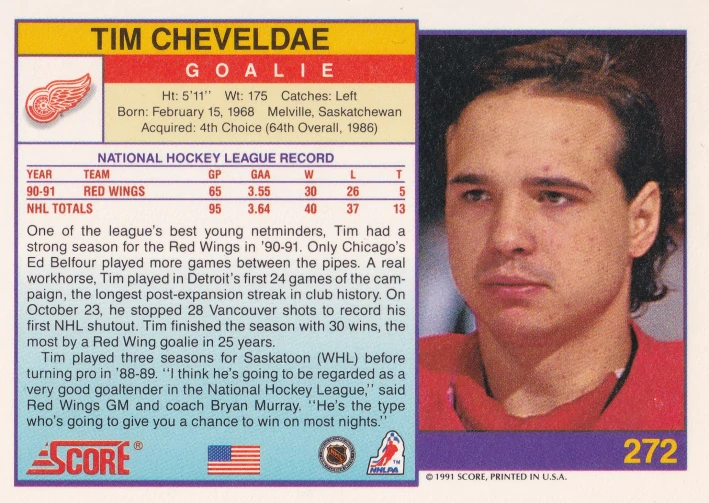 1991-92 Score - Tim Cheveldae (American) #272