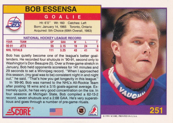 1991-92 Score - Bob Essensa (American) #251