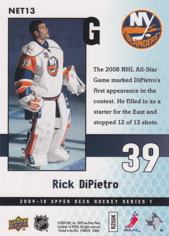 2009-10 UD Series 1 - Rick DiPietro - Netminders #NET13