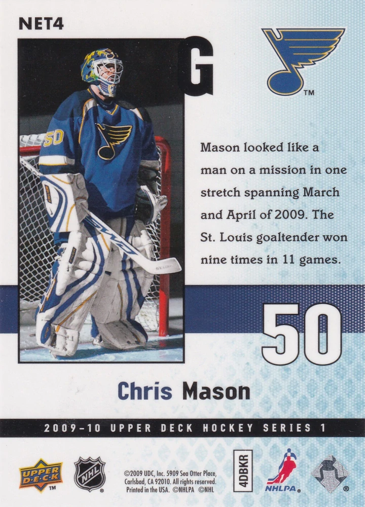 2009-10 UD Series 1 - Chris Mason - Netminders #NET4