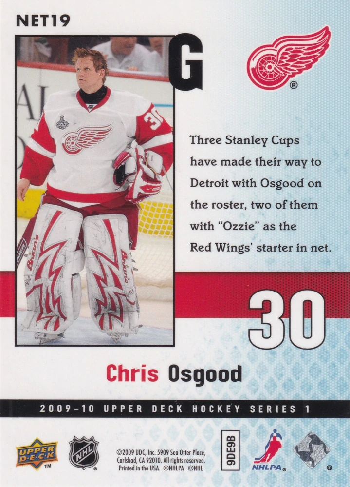 2009-10 UD Series 1 - Chris Osgood - Netminders #NET19