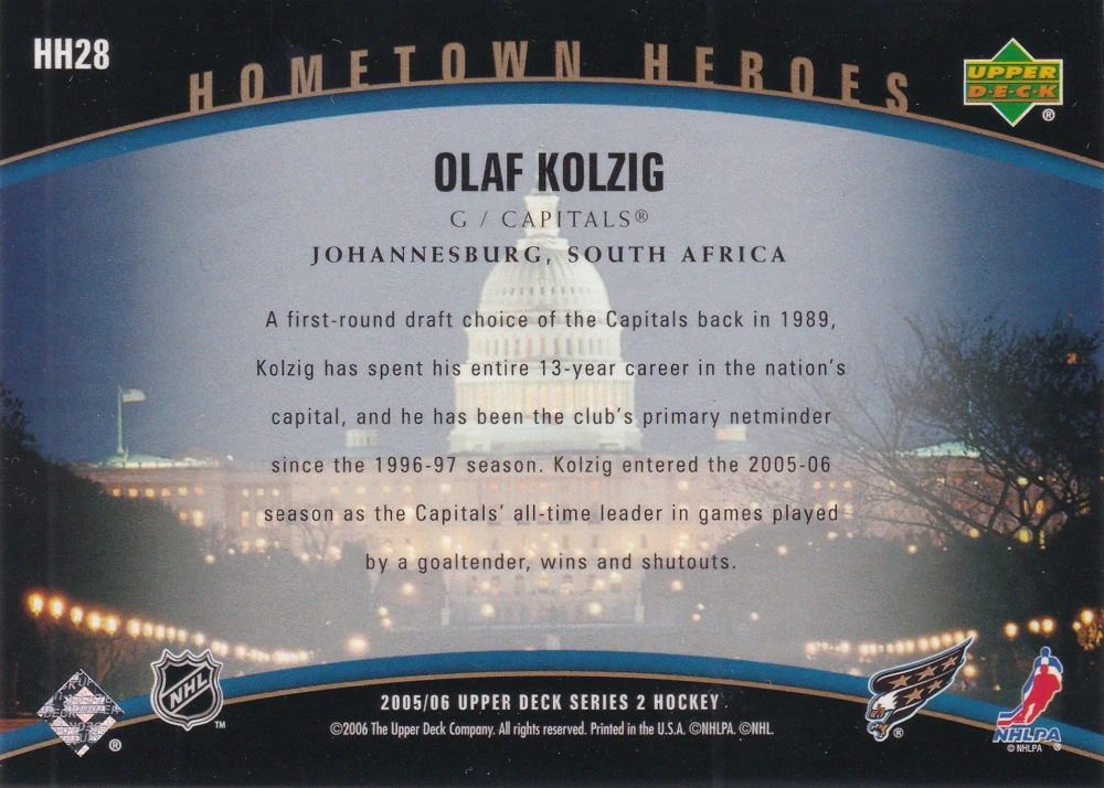 2005-06 UD Series 2 - Olaf Kolzig - Hometown Heroes #HH28