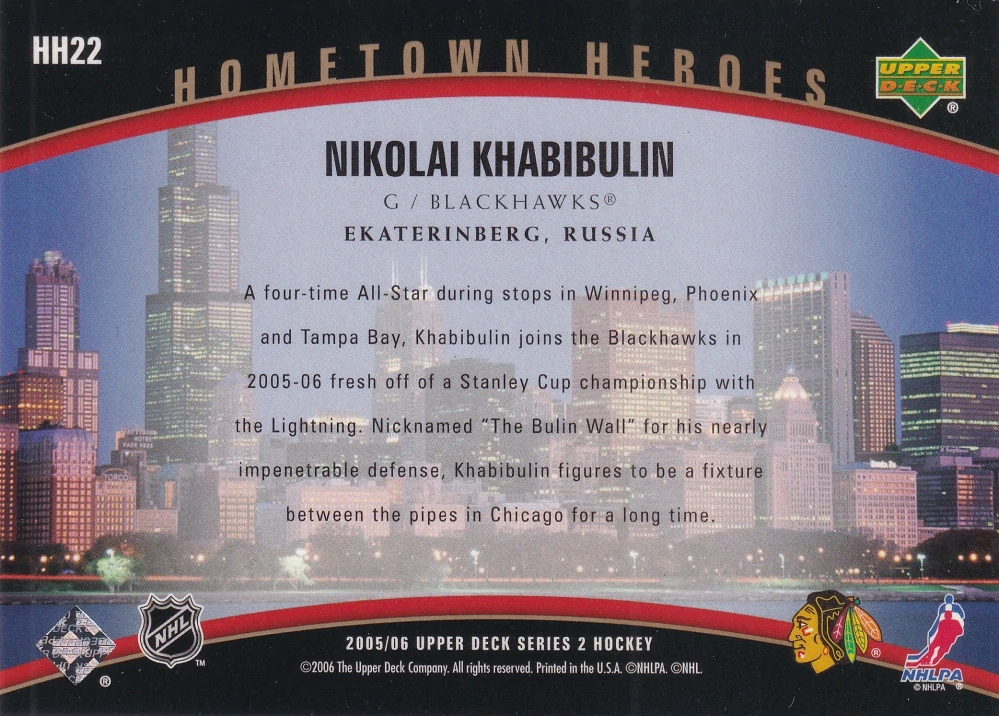 2005-06 UD Series 2 - Nikolai Khabibulin - Hometown Heroes #HH22