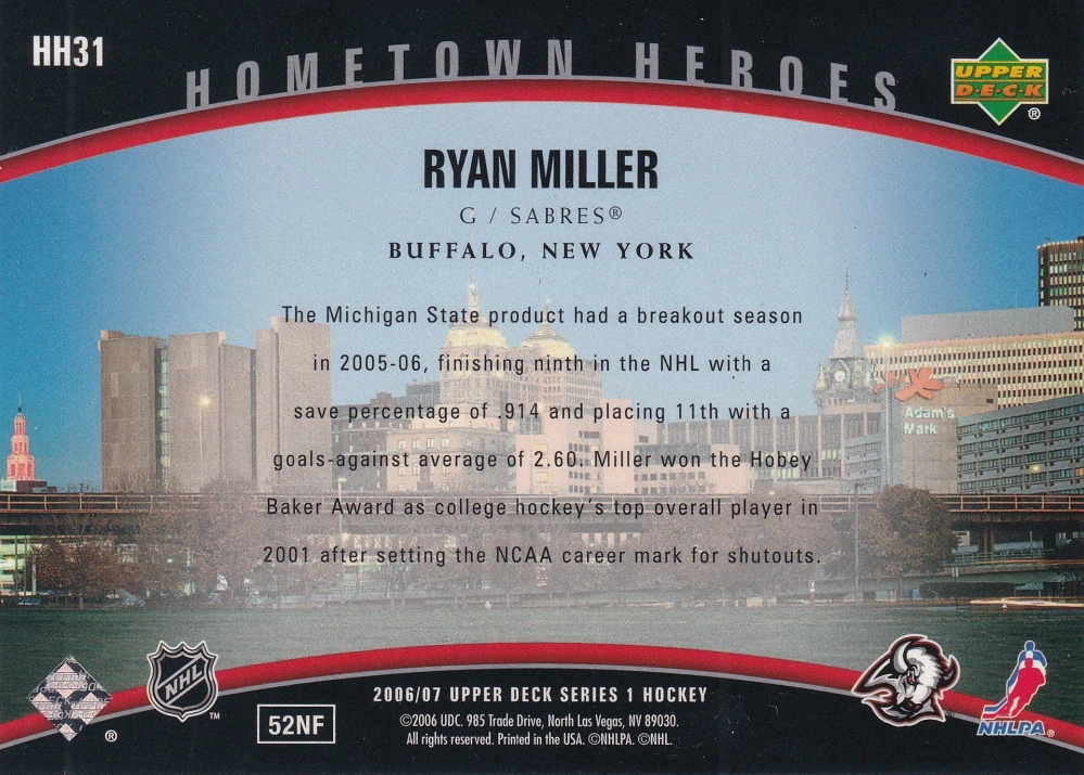 2006-07 UD Series 1 - Ryan Miller - Hometown Heroes #HH31