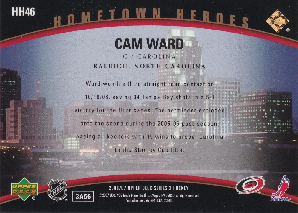 2006-07 UD Series 2 - Cam Ward - Hometown Heroes #HH46