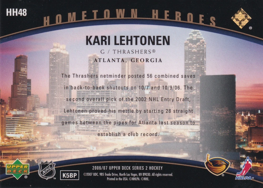 2006-07 UD Series 2 - Kari Lehtonen - Hometown Heroes #HH48