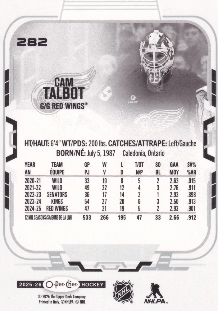 2025-26 UD O-Pee-Chee - Cam Talbot #282