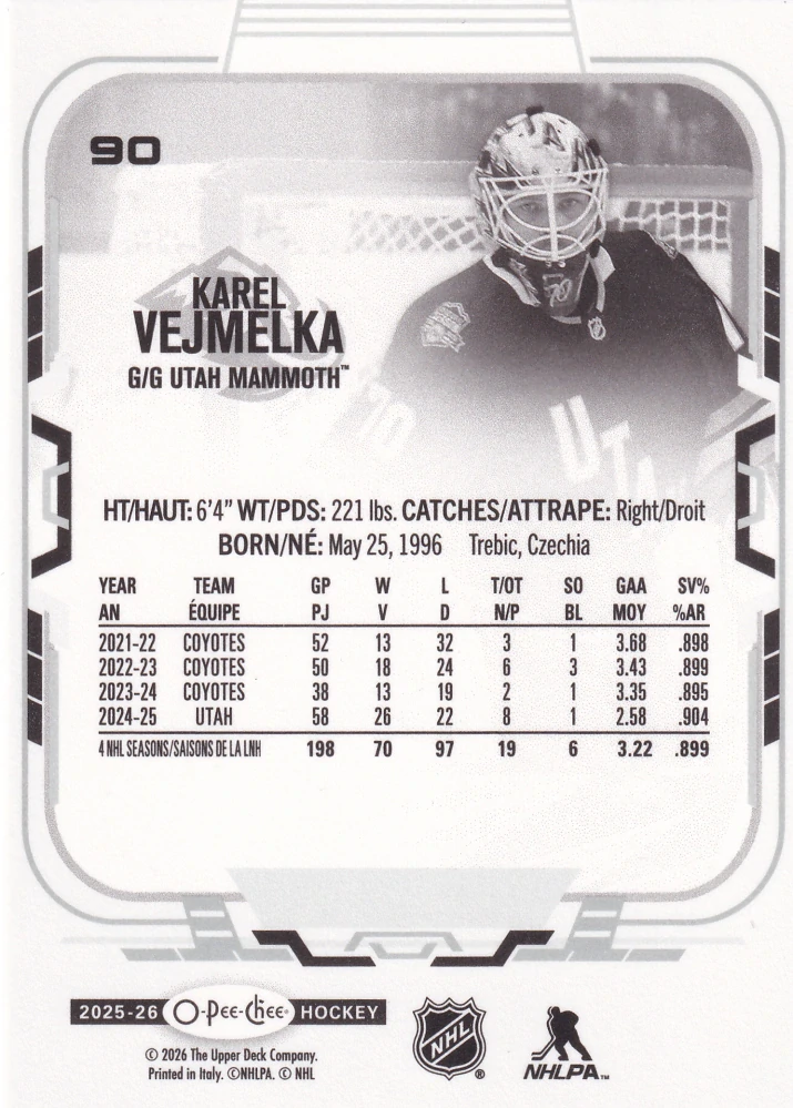 2025-26 UD O-Pee-Chee - Karel Vejmelka #90