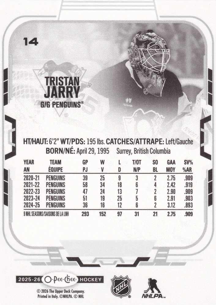 2025-26 UD O-Pee-Chee - Tristan Jarry #14