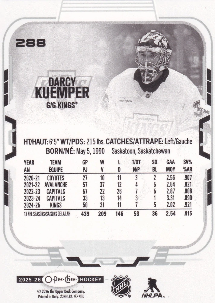 2025-26 UD O-Pee-Chee - Darcy Kuemper #288
