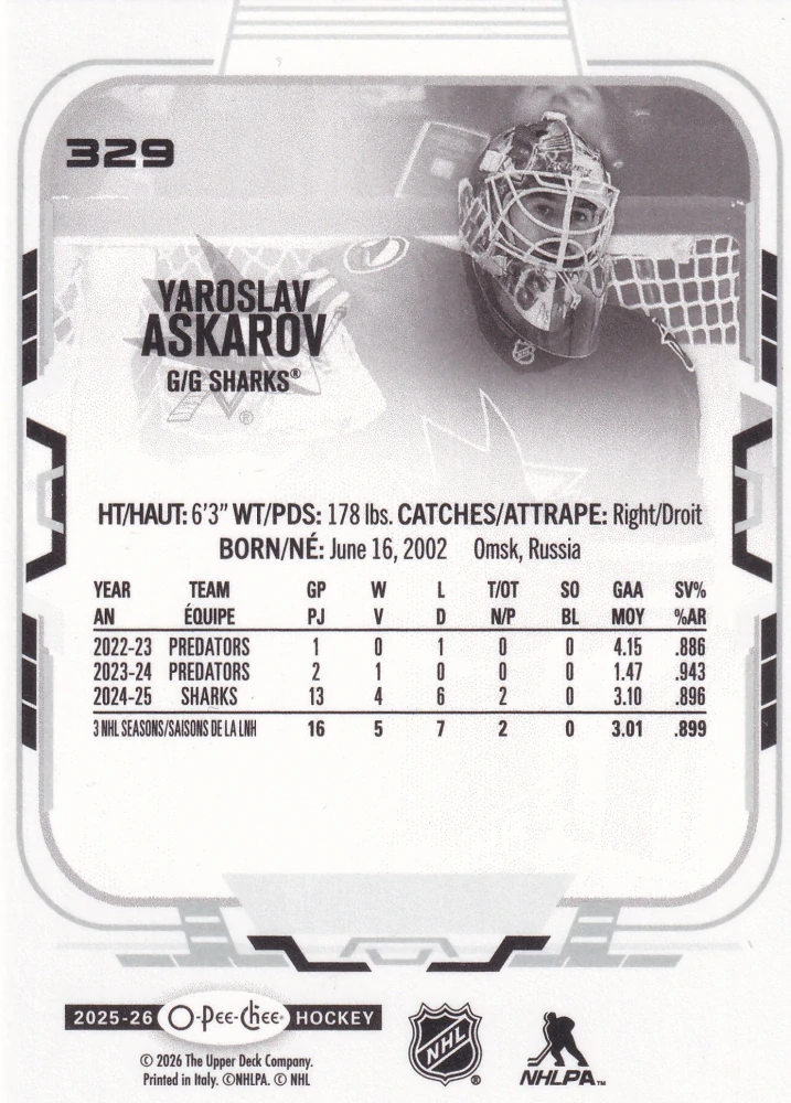 2025-26 UD O-Pee-Chee - Yaroslav Askarov #329
