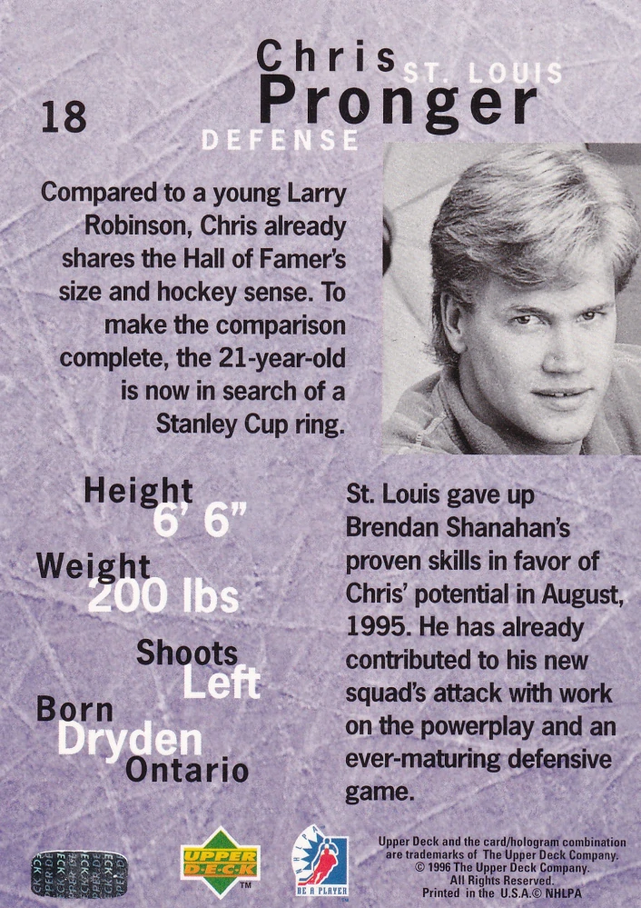 1995-96 UD Be A Player - Chris Pronger #18