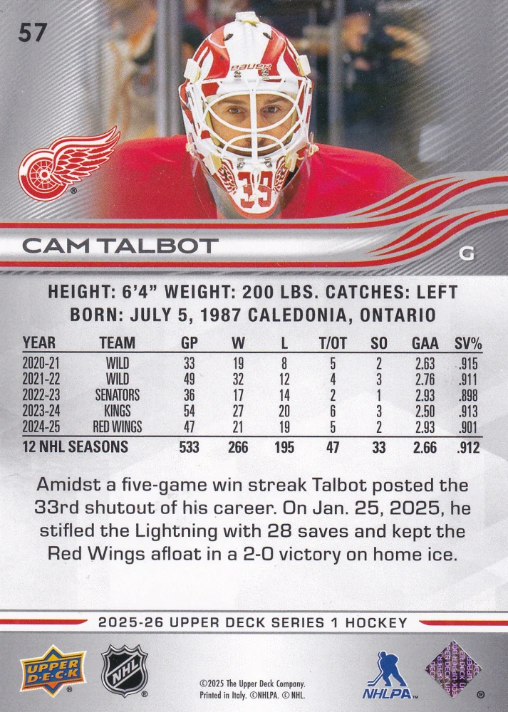 2025-26 UD Series 1 - Cam Talbot #57