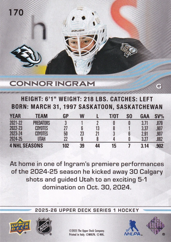 2025-26 UD Series 1 - Connor Ingram #170