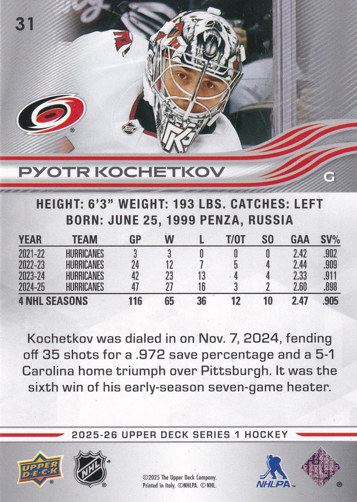 2025-26 UD Series 1 - Pyotr Kochetkov #31