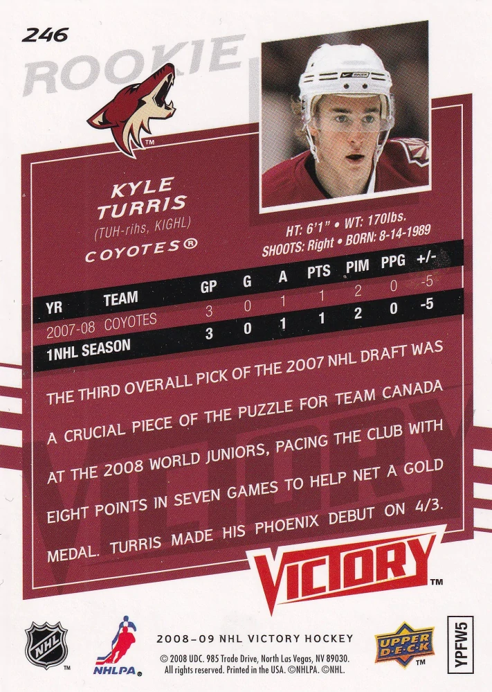 2008-09 UD Victory - Kyle Turris - Rookie #246