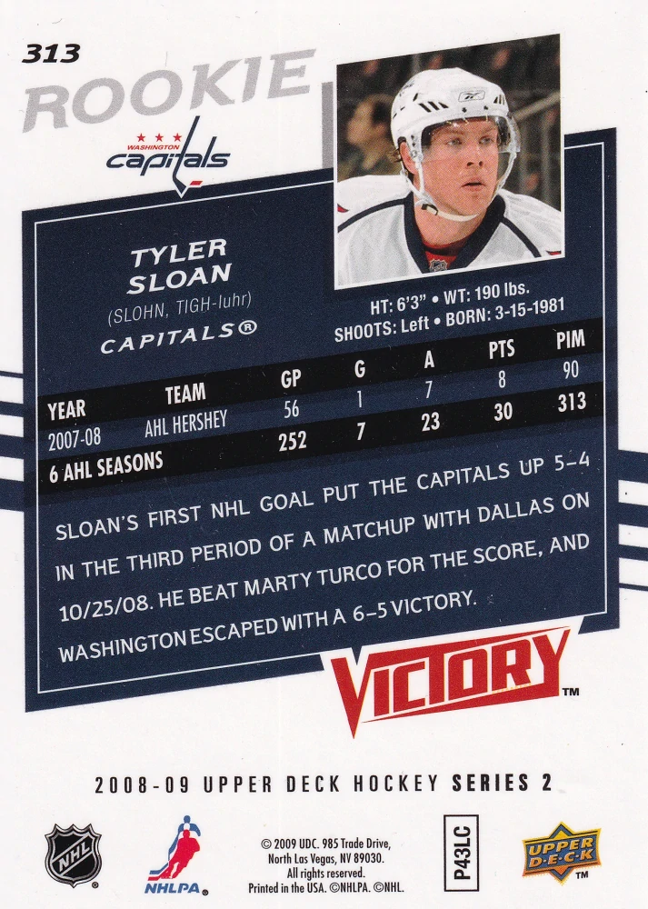 2008-09 UD Series 2 - Tyler Sloan - Victory Update #313