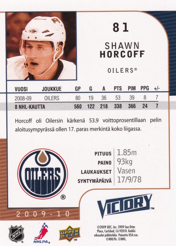 2009-10 UD Victory - Shawn Horcoff #81