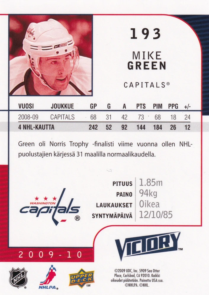 2009-10 UD Victory - Mike Green #193
