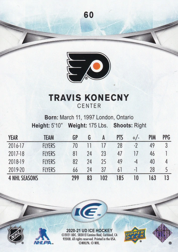 2020-21 UD Ice - Travis Konecny #60